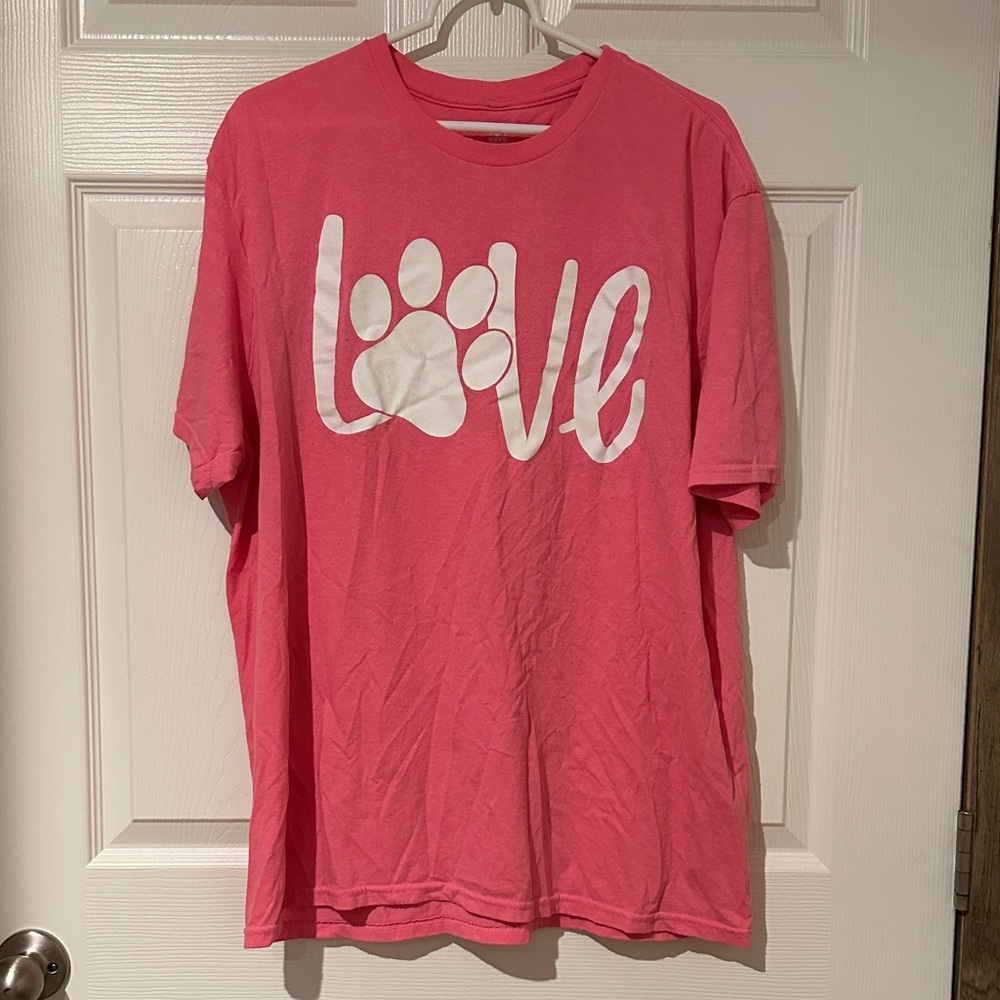 Women's Pink Love Paw Print Tee